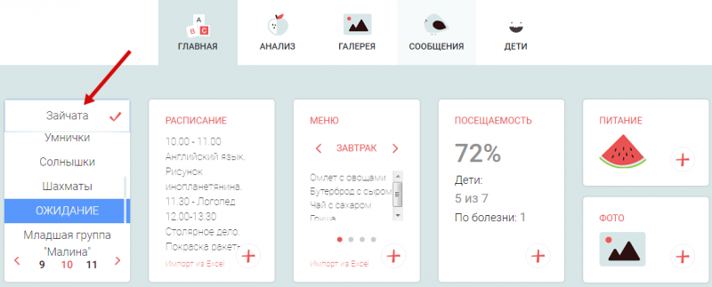Переключение групп